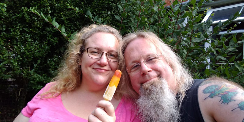 Eating Fruit and Veg Lolly in the Garden